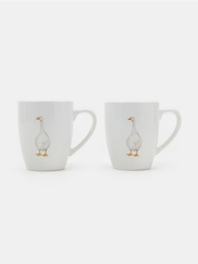 Sinsay - Căni ceramice cu motiv de gâscă 2 pack - alb