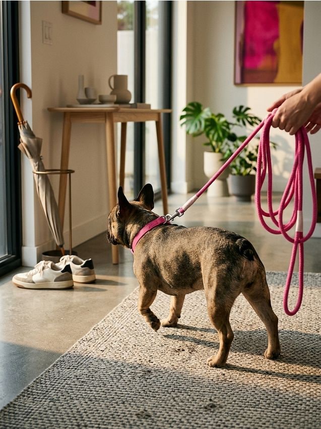 Guinzaglio per cane - rosa cipria