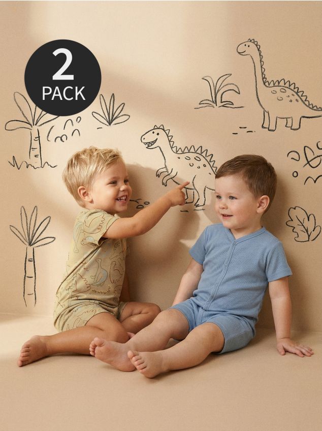 Sinsay - Salopete din bumbac 2 pack - verde-oliv deschis