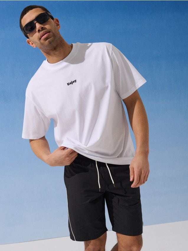 Sinsay - Pantaloni scurți jogger, cu conținut ridicat de bumbac - negru