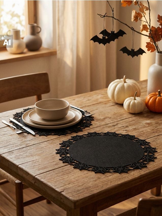 Sinsay - Suporturi de masă cu tematică de Halloween set de 2 - negru