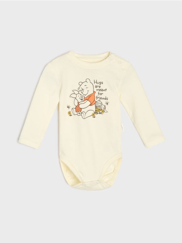 Sinsay - Body din bumbac cu imprimeu Winnie the Pooh - bej