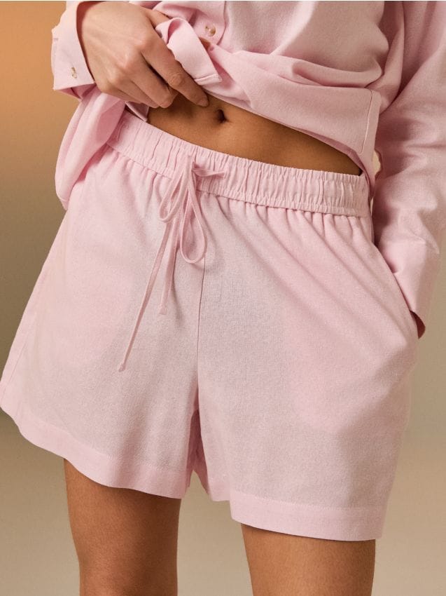 Sinsay - Szorty z domieszką lnu - różowy