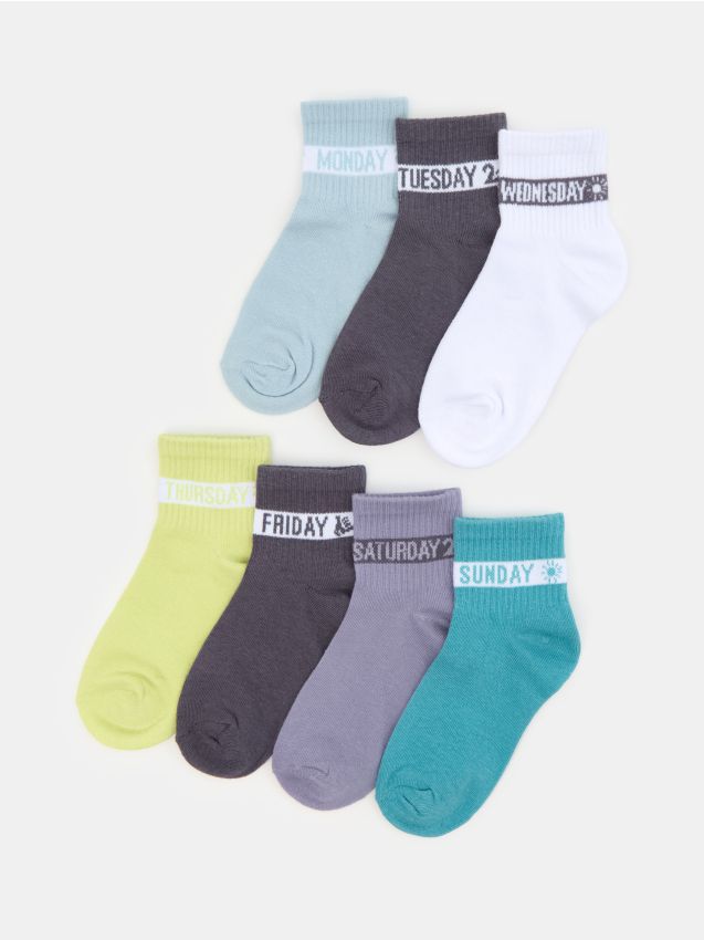 Sinsay - Șosete până la gleznă cu zilele săptămânii set 7 perechi - multicolor