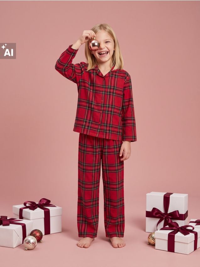 Sinsay - Pijama din bumbac din două piese cu motiv de Crăciun - multicolor