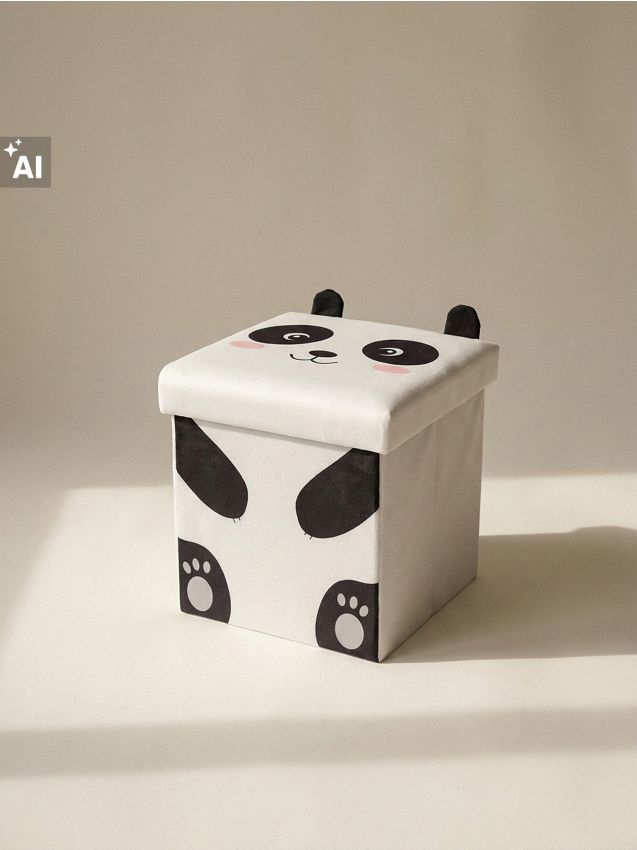 Sinsay - Puf cu spațiu de depozitare în formă de panda - alb