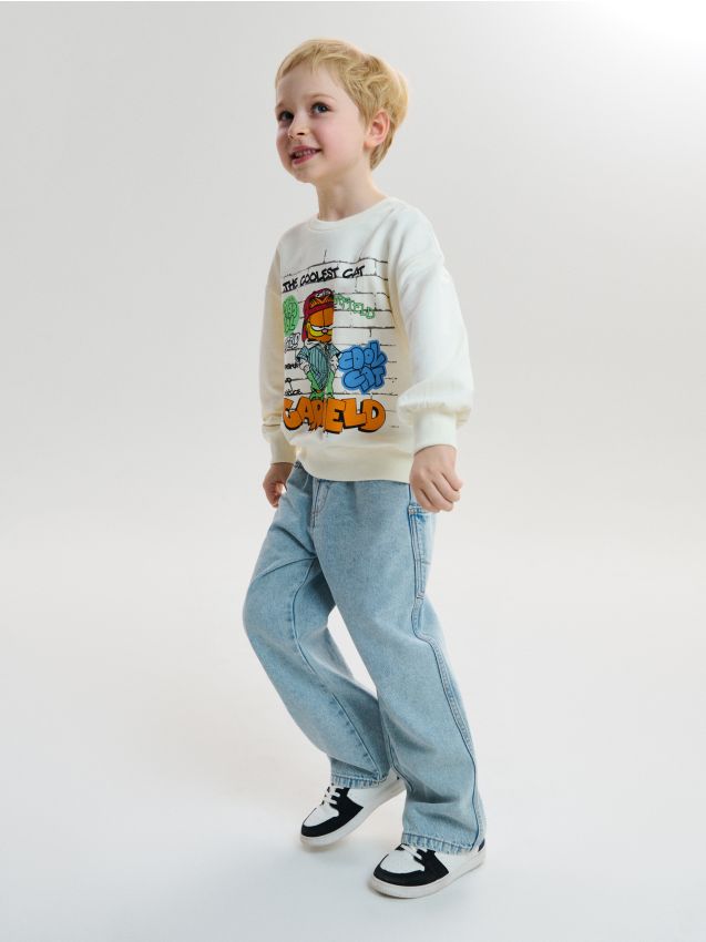 Sinsay - Jeansy z elastyczną gumą w pasie - niebieski