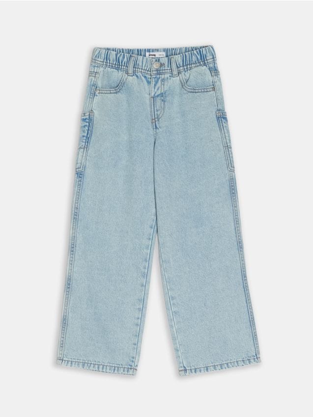 Sinsay - Jeansy z elastyczną gumą w pasie - niebieski