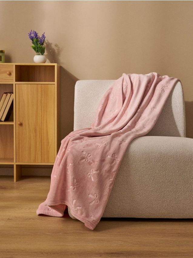Sinsay - Pătură cu fundițe - roz-pastel