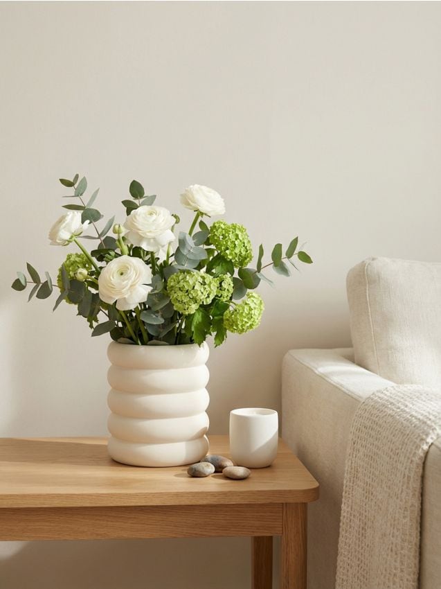 Sinsay - Vază decorativă din ceramică cu formă stratificată - crem
