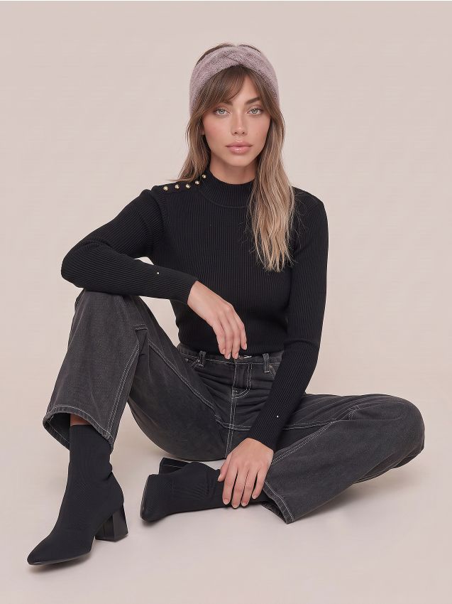 Sinsay - Blugi baggy din bumbac cu efect prespălat - negru
