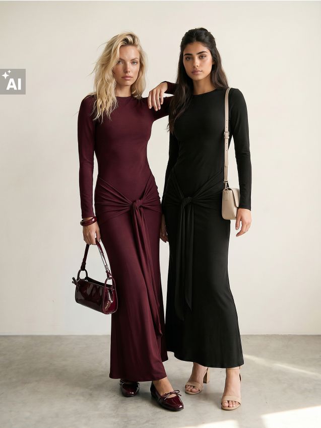 Sinsay - Rochie cu cordon decorativ - bordo