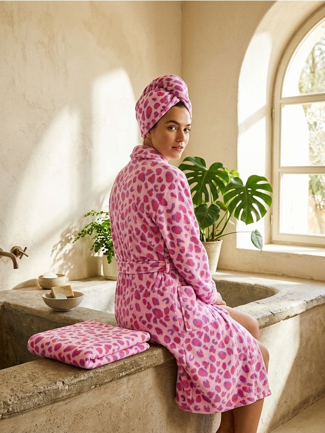 Sinsay - Set: Halat de baie, prosop și prosop pentru păr - violet-orhidee