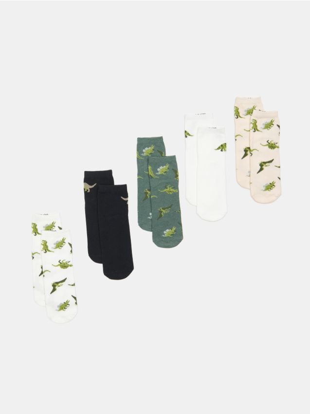 Sinsay - Șosete scurte cu motiv dinozauri – set de 5 bucăți - multicolor