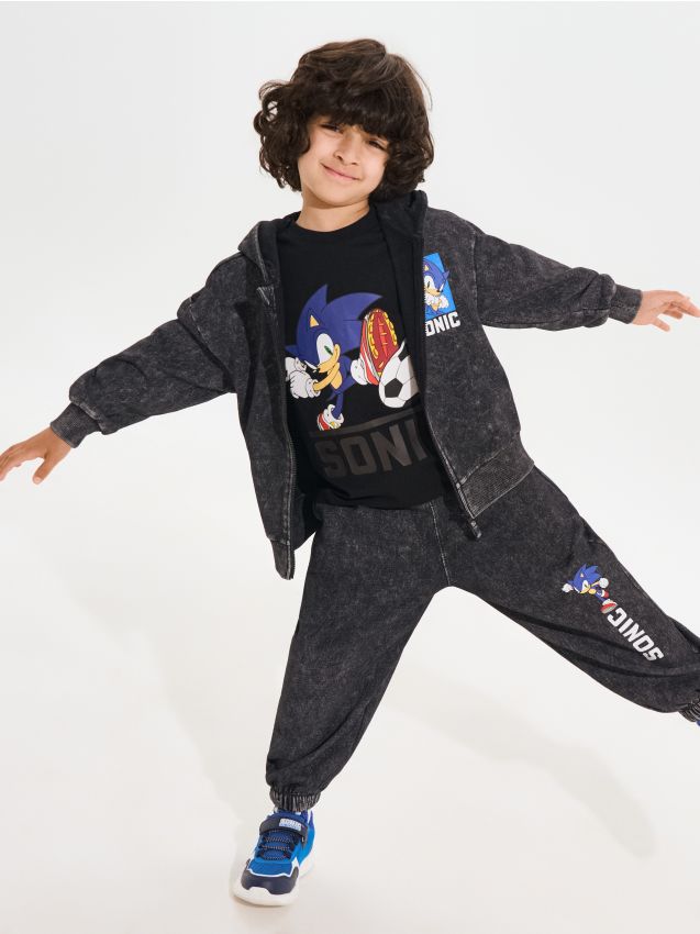Sinsay - Set bluză și pantaloni sport Sonic the Hedgehog - gri-închis