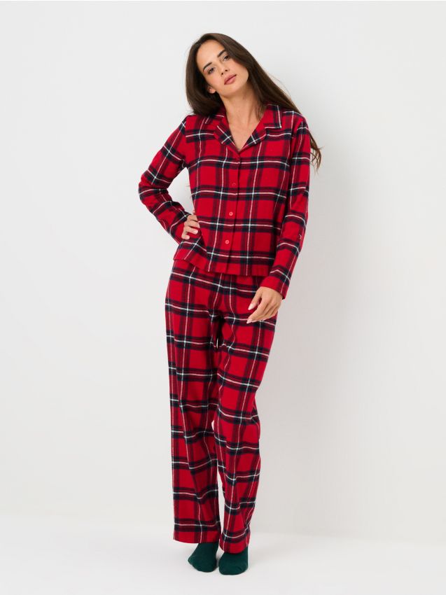 Sinsay - Bawełniana piżama dwuczęściowa w kratę - wielobarwny