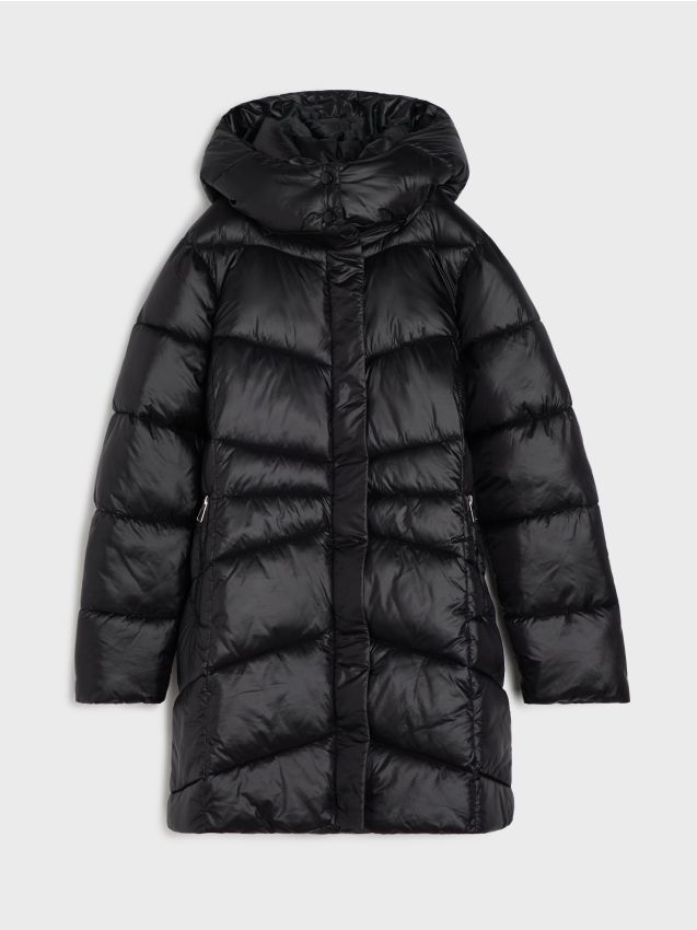 Sinsay - Prešívaná bunda s kapucňou - čierna