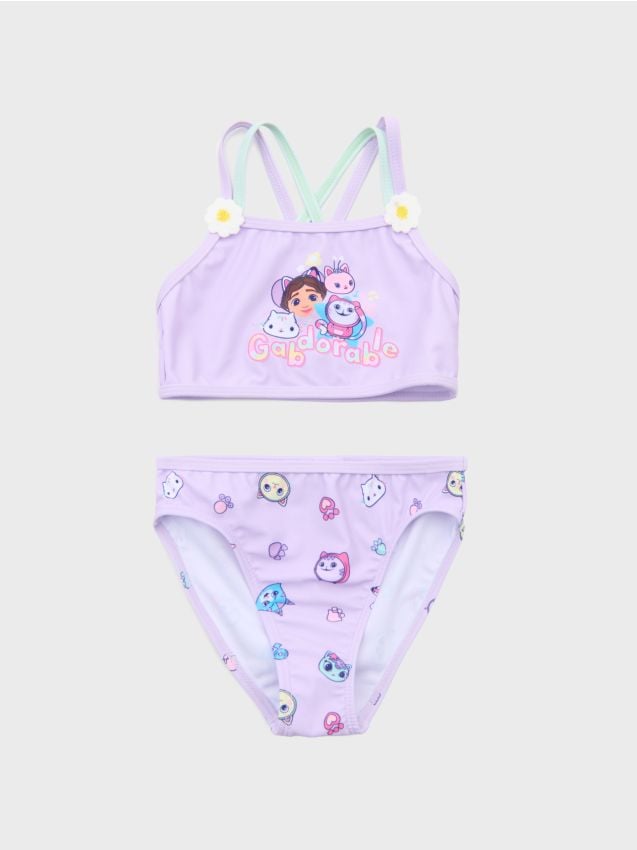 Sinsay - Costum de baie din două piese cu flori 3D Gabbys Dollhouse - lavand