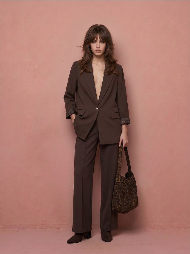Sinsay - Pantaloni wide leg cu viscoză - carmin