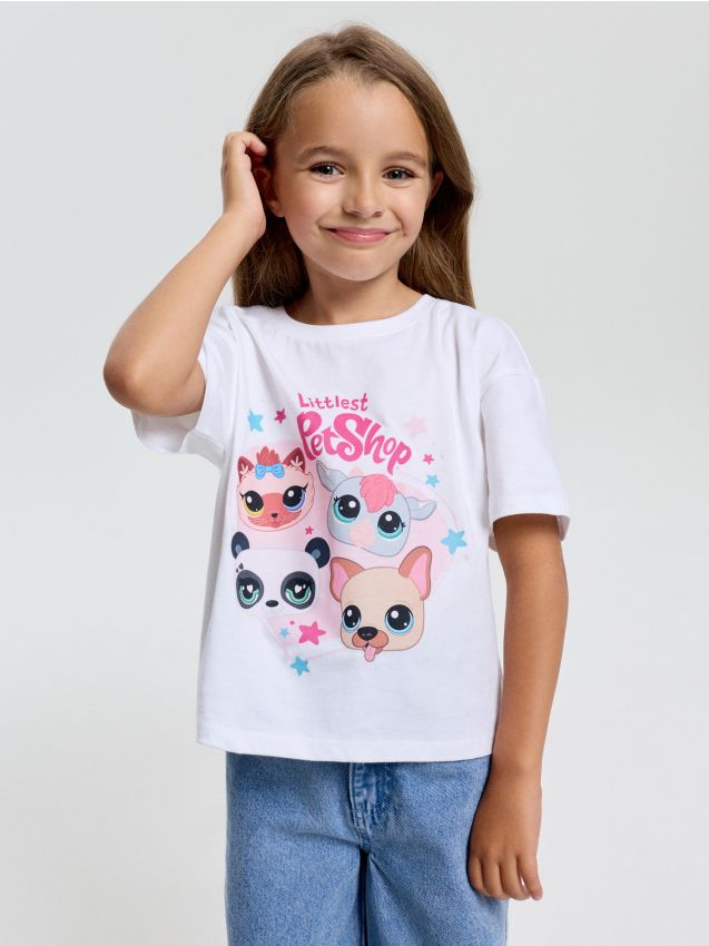 Sinsay - Tricou din bumbac cu imprimeu Littlest Pet Shop - alb