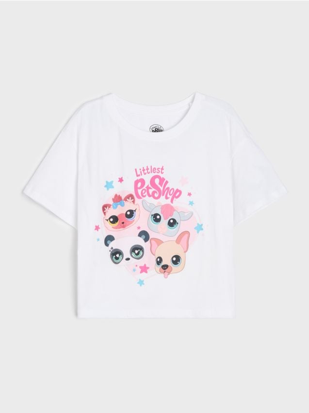 Sinsay - Tricou din bumbac cu imprimeu Littlest Pet Shop - alb