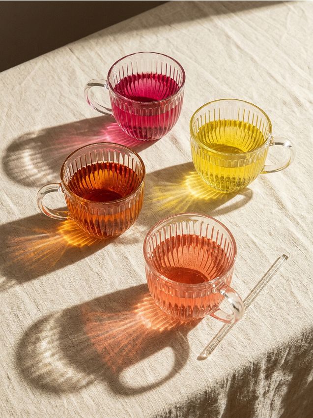 Sinsay - Pahare Striate Set de 4 - alb