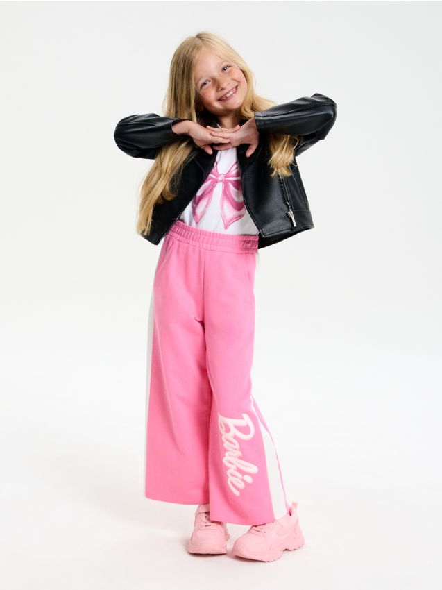 Sinsay - Pantaloni cu lampasuri Barbie - roz