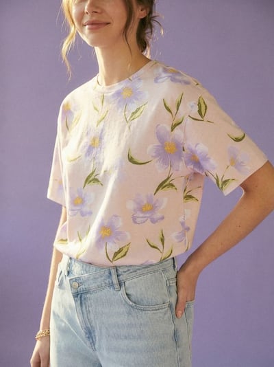Bavlněné tričko s květinovým potiskem