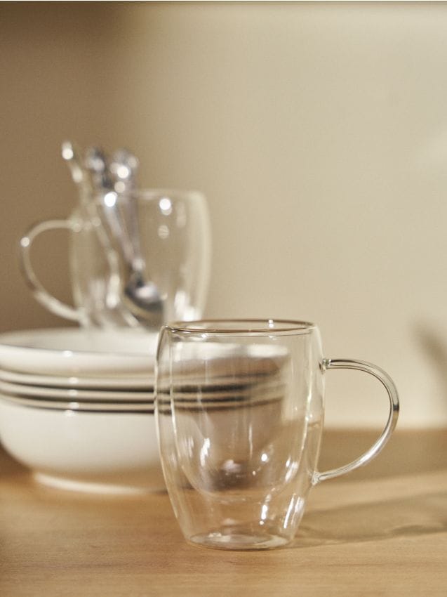 Sinsay - Căni de sticlă cu fund dublu 2 pack - clear