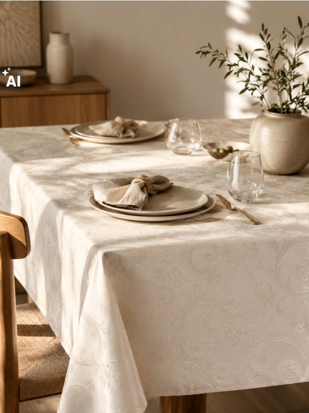 Sinsay - Fata de masă cu model jacquard ornament - crem