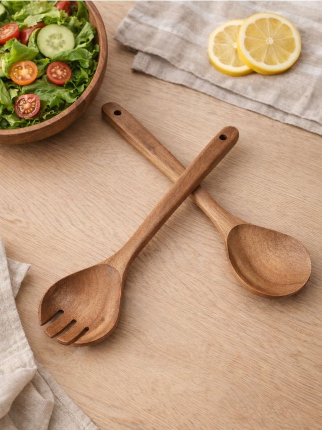 Cucchiai da cucina in legno 2 pack - beige