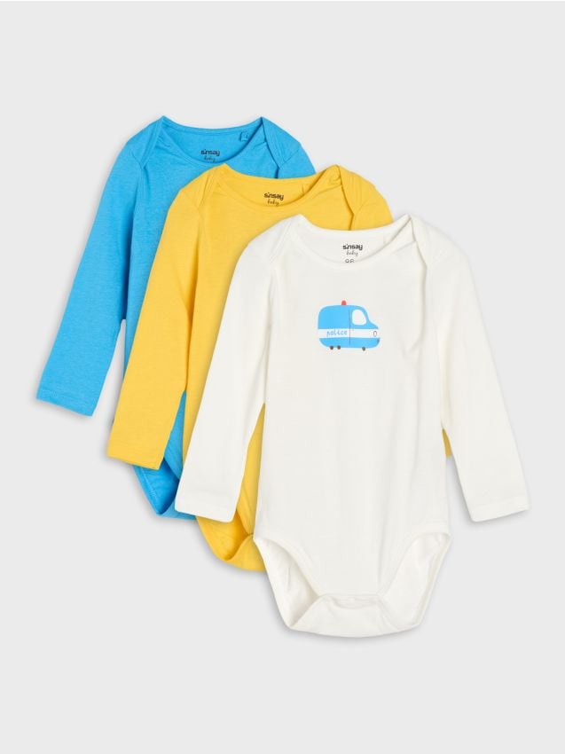 Sinsay - Set de 3 bodyuri din bumbac, cu imprimeu - altele