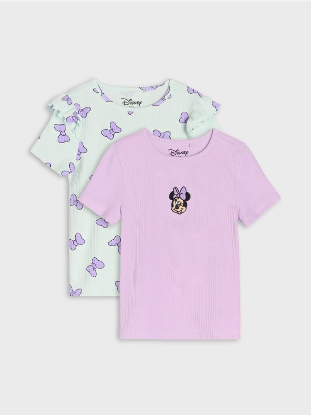 Sinsay - Koszulki z prążkowanej dzianiny 2 pack Minnie Mouse - fioletowy