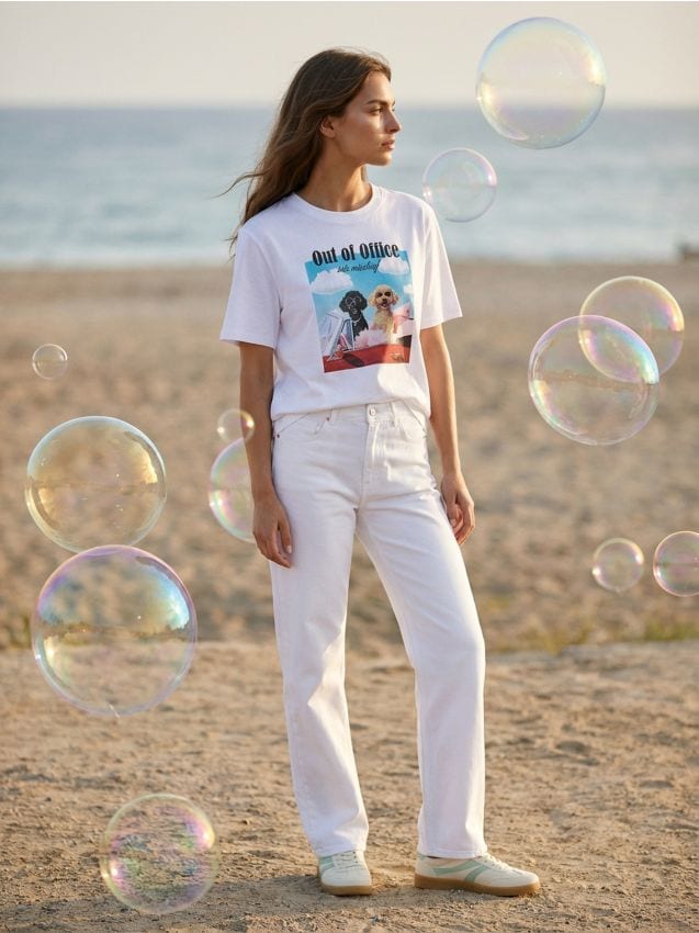 Sinsay - Tricou din bumbac cu imprimeu - alb