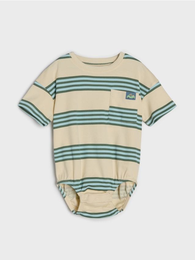 Sinsay - Body din bumbac cu dungi - bej