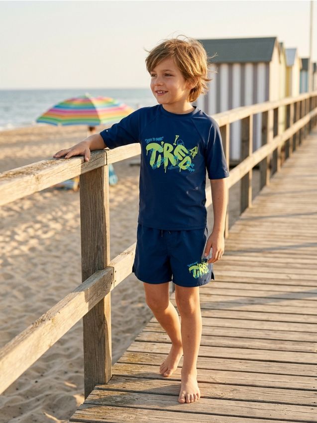 Sinsay - Szorty kąpielowe z nadrukiem - granatowy