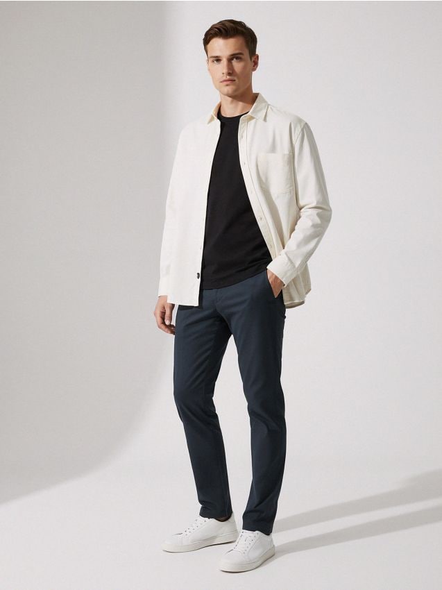 Sinsay - Spodnie chino slim - niebieski