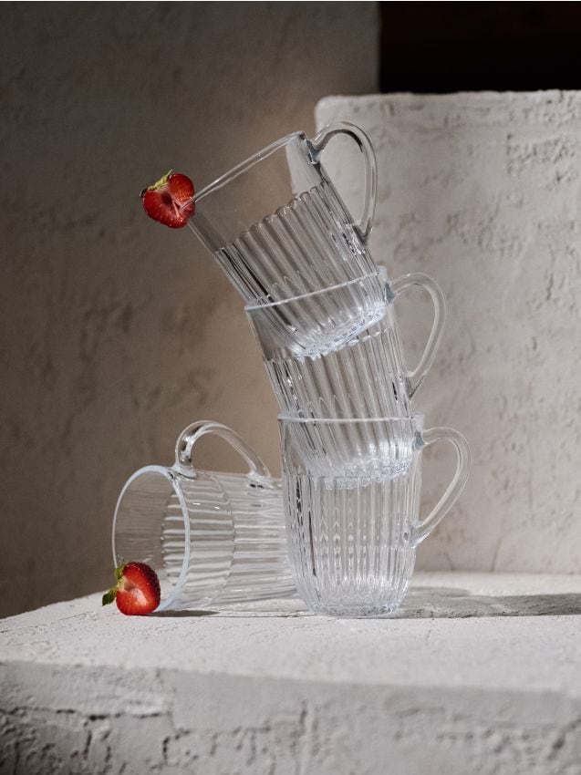 Sinsay - Rýhované sklenené hrnčeky 4 pack - biela