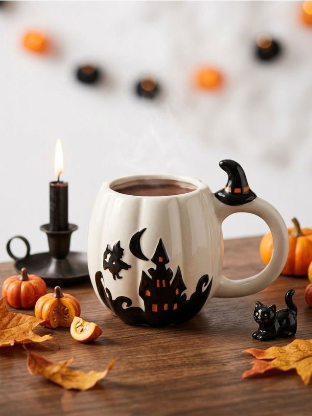 Sinsay - Cană cu motiv de Halloween - alb