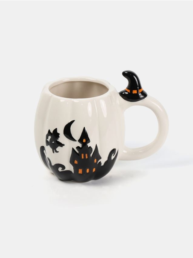 Sinsay - Hrnček s halloweenskym motívom - biela