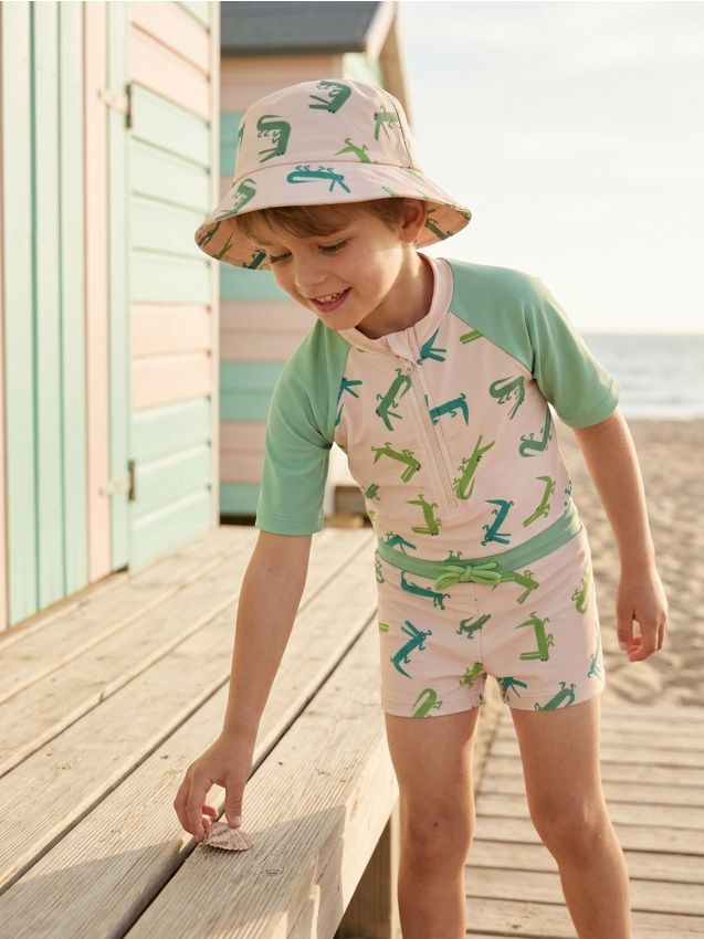 Sinsay - Niemowlęcy Zestaw Kąpielowy UPF50 z Czapeczką w krokodyle - wielobarwny