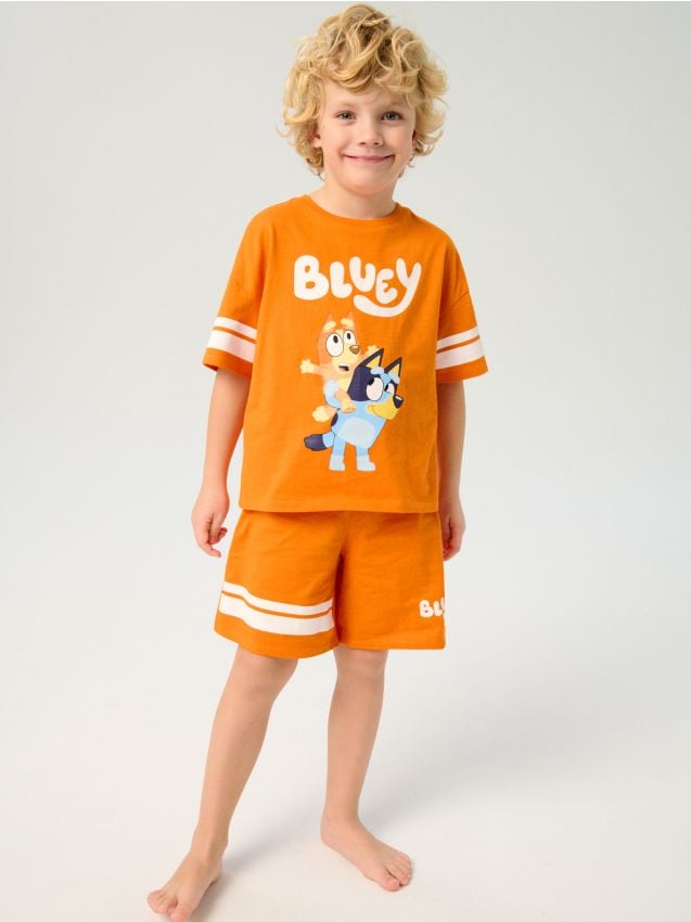 Sinsay - Pijama din bumbac în două piese cu imprimeu Bluey - portocaliu