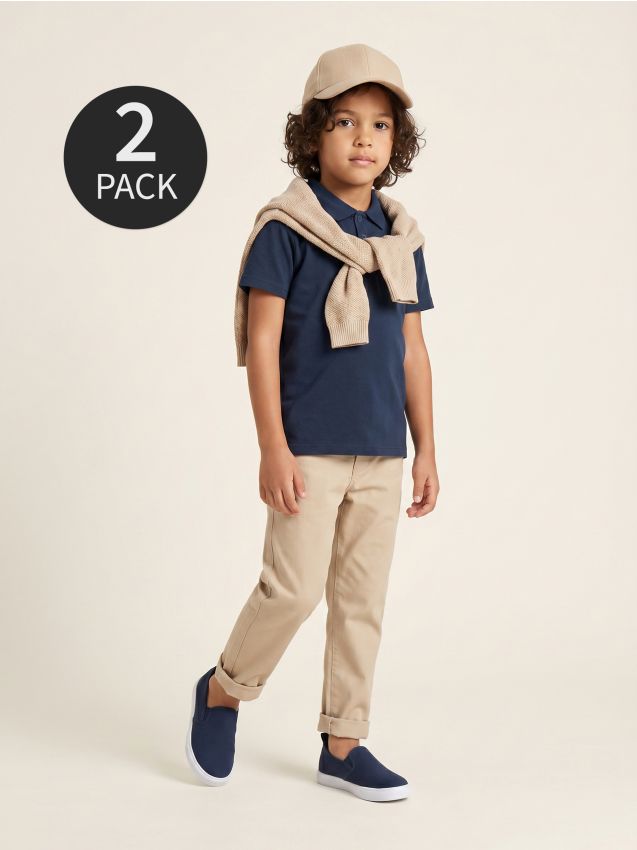 Sinsay - Tricouri polo din bumbac 2 pack - alb