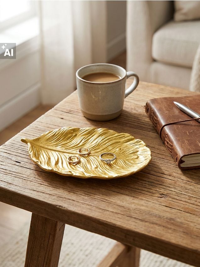 Sinsay - Tava decorativă în formă de frunză - auriu