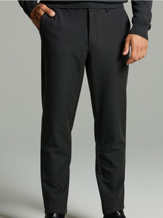 Sinsay - Pantaloni chino slim - gri-închis