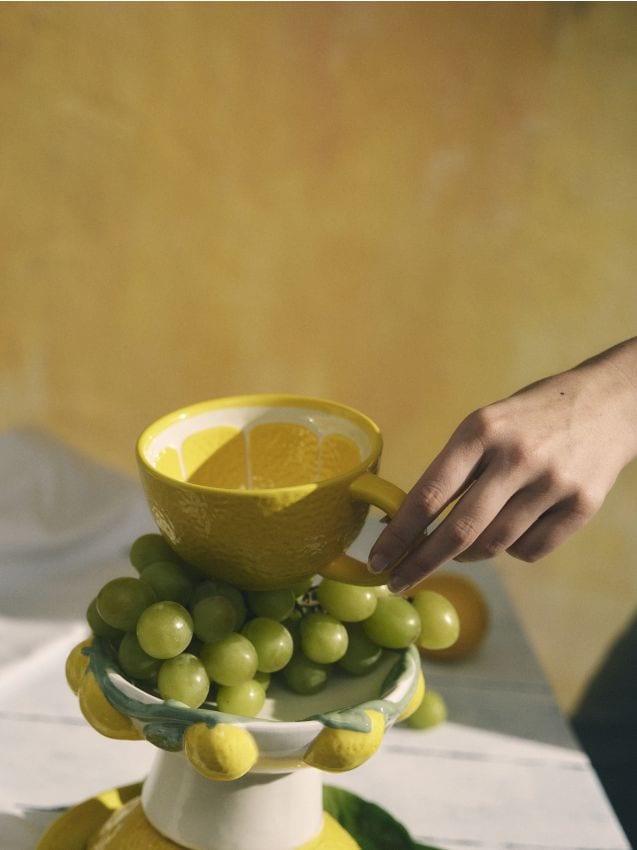 Tazza con motivo limone - giallo