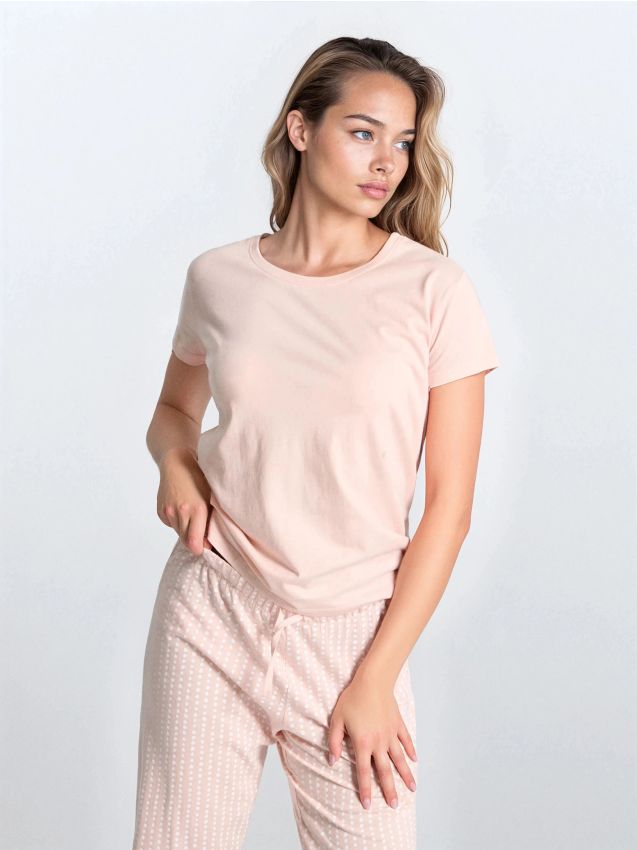 Sinsay - Pijamă din bumbac în două piese - roz-pastel