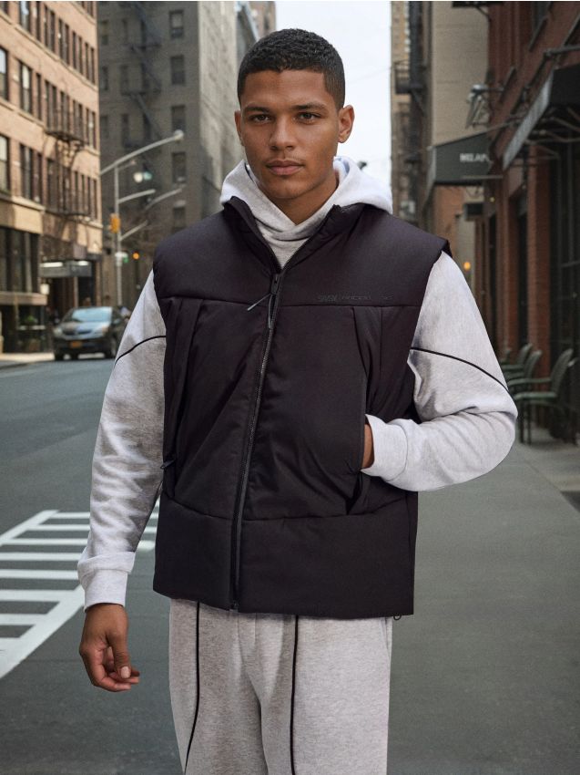 Sinsay - Vesta puffer cu guler înalt - negru