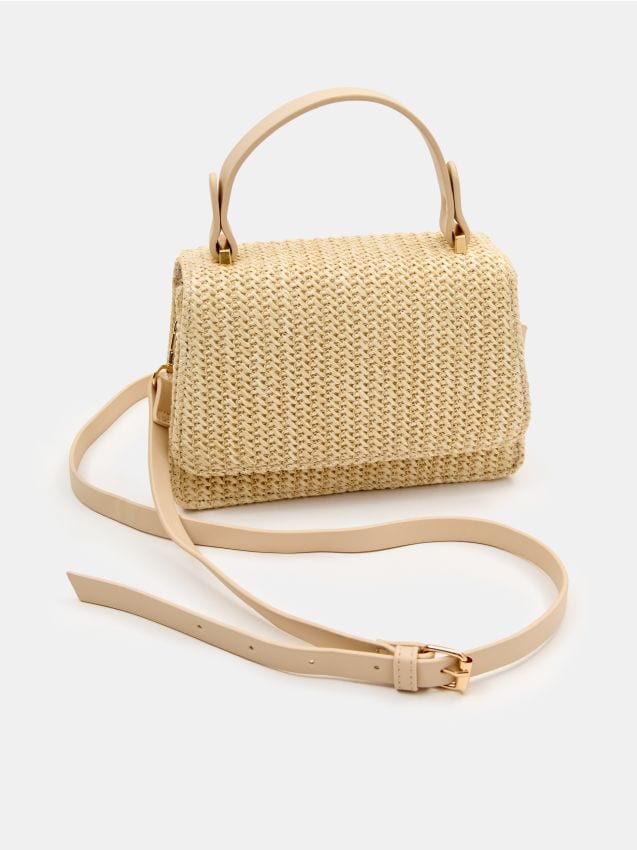 Sinsay - Geantă crossbody împletită cu curea detașabilă - crem