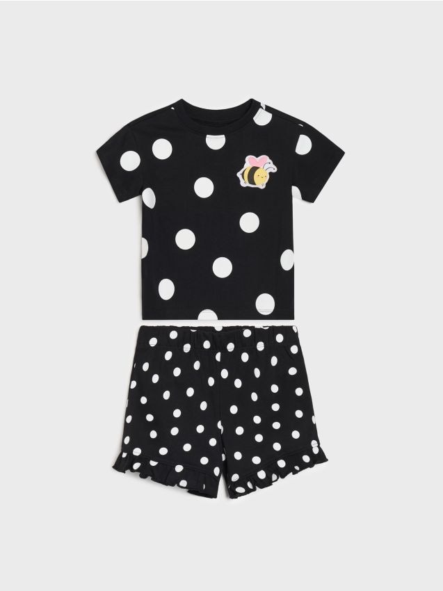 Sinsay - Compleu cu tricou și pantaloni scurți - negru